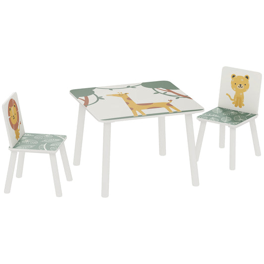 3-Piece Toddler Table and Chair Set, Kids Table with 2 Chairs Set for Bedroom, Nursery, Playroom, Green