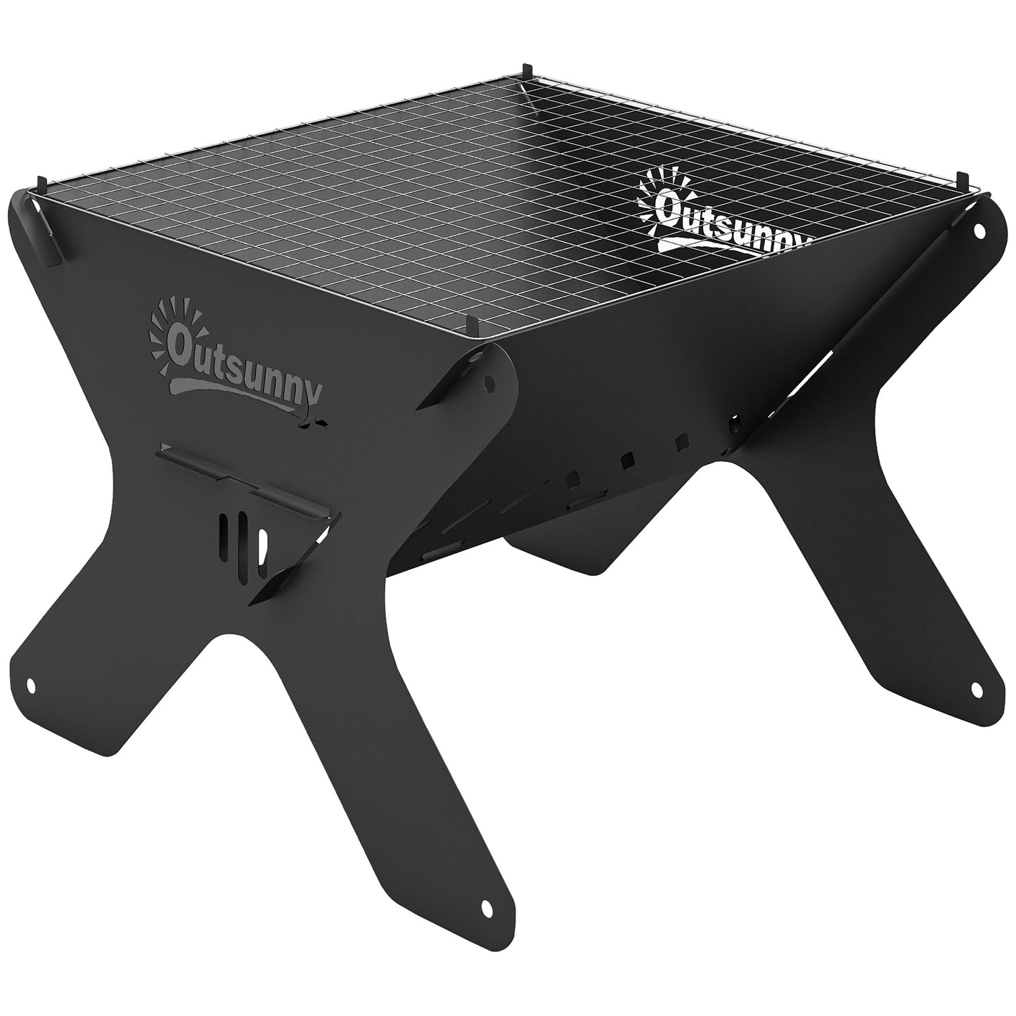 2-In-1 Portable BBQ Grill and Camping Fire Pit, Tabletop Charcoal Barbecue Grill with Gripper, Gloves and Carry Bag