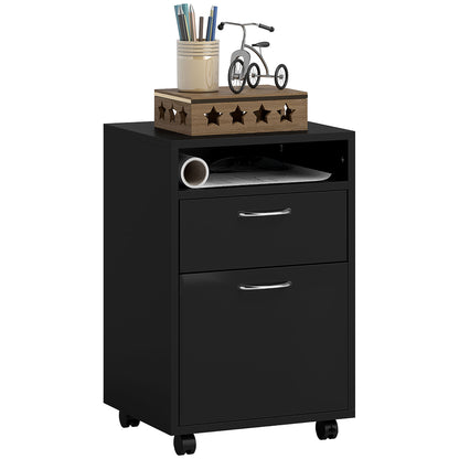 Filing Cabinet, Mobile File Cabinet with 2 Drawers, Office Home Organiser on Wheels for A4, Letter-Size File Folders