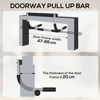 Doorway Pull up Bar, Door Frame Chin up Push up Bar for Home Gym Upper Body Workout, No Drilling or Screws, Grey