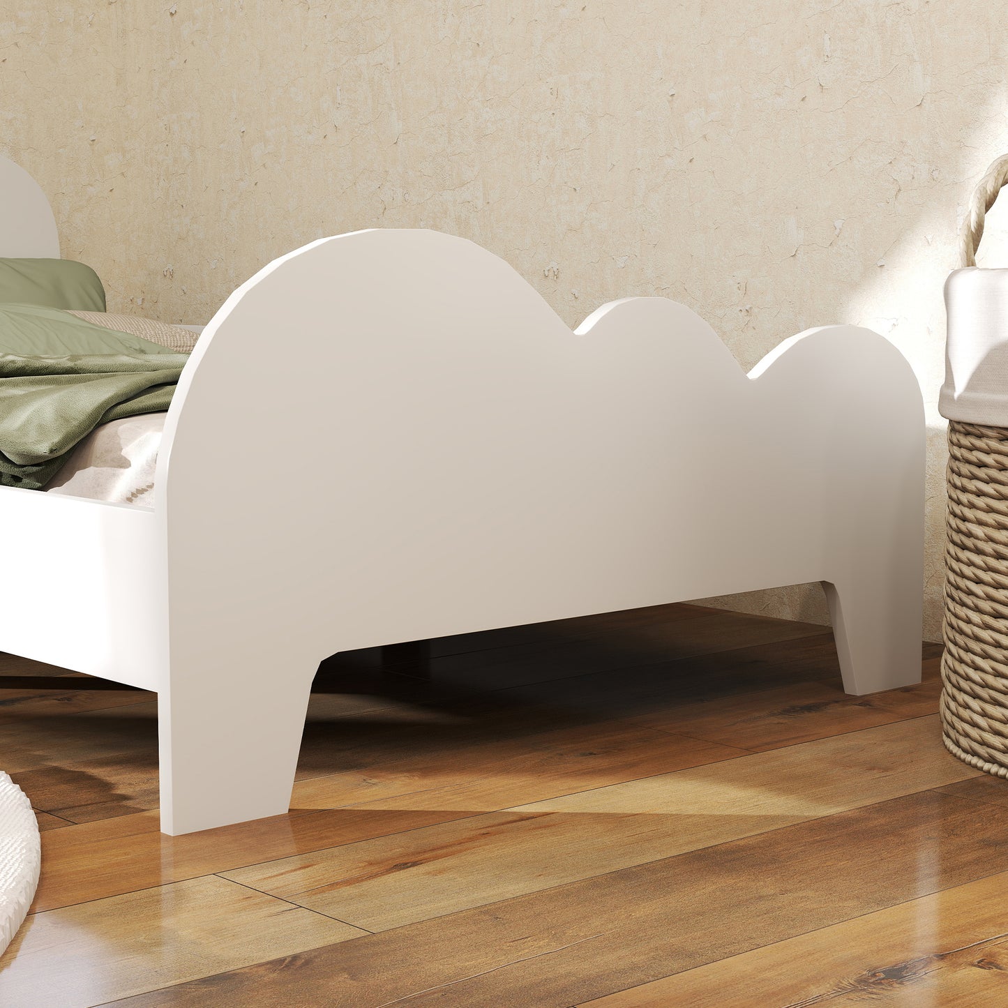 Cloud-Themed Toddler Bed Frame with Safety Rails, 143.5 x 74.5 x 56cm