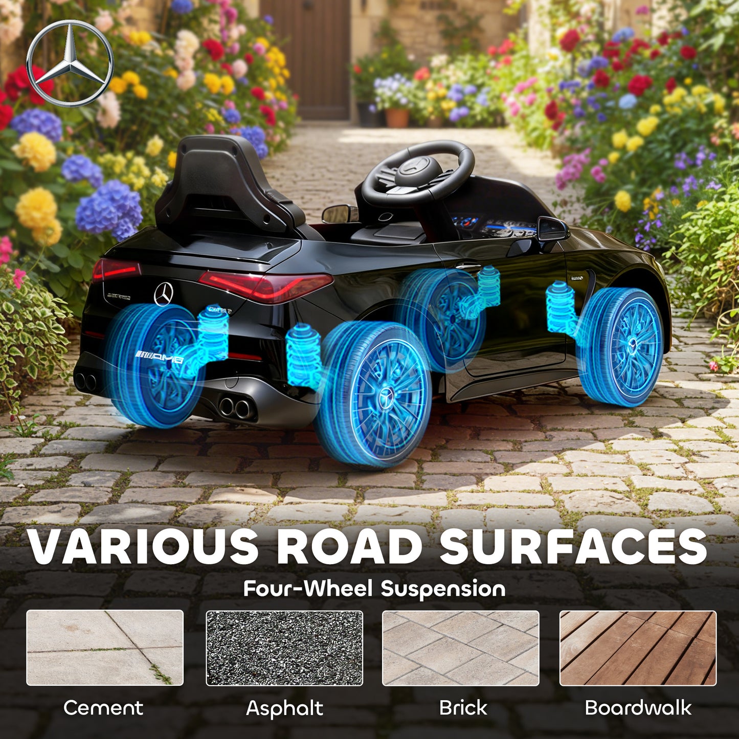 Licensed Mercedes AMG Kids Electric Car, 12V Ride On Car with Dual Motors, Remote Control for 3-6 Years, Black