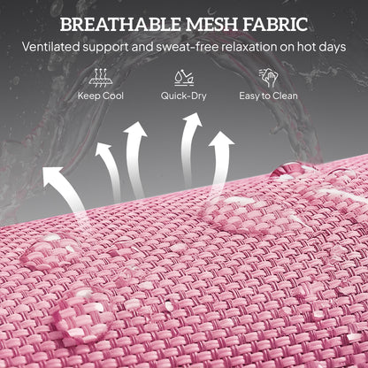 Folding Sun Lounger with Head Pillow - Pink