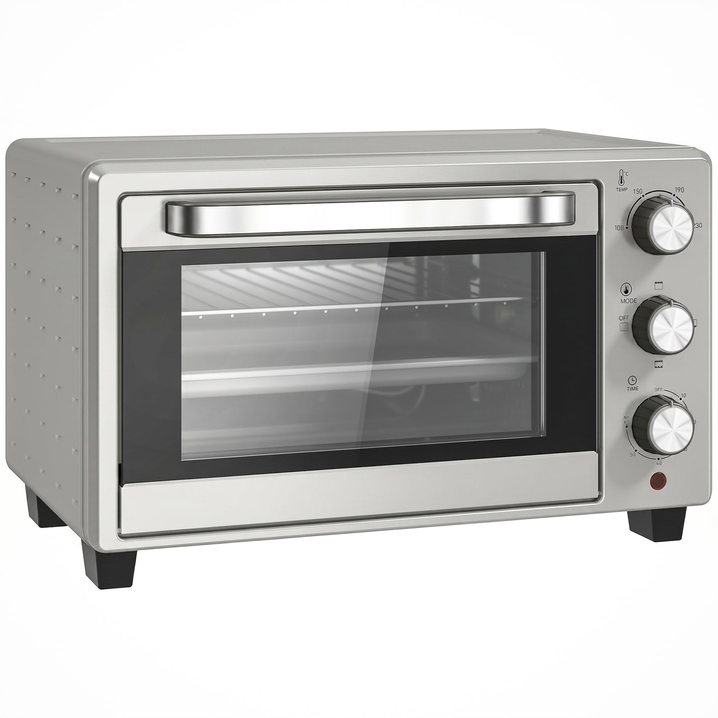 21L Mini Countertop Oven, 100°C-230°C Adjustable Temp - Silver Tone