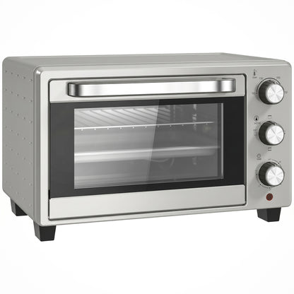 21L Mini Countertop Oven, 100°C-230°C Adjustable Temp - Silver Tone