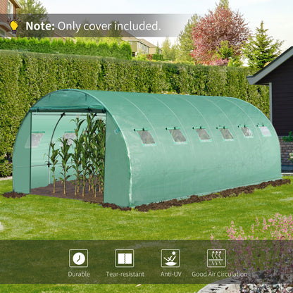6 x 3 x 2m Greenhouse Replacement Cover ONLY Winter Garden Plant PE Cover for Tunnel Walk-in Greenhouse with Roll-up Windows