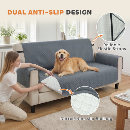 Waterproof Sofa Cover 3 Seater, Soft Couch Cover for Dogs Cats Pets, Non Slip Sofa Slipcoevr with Elastic Straps