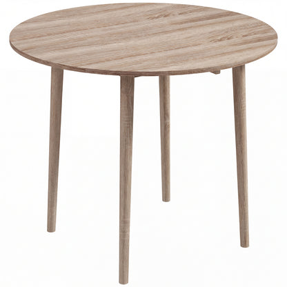 Folding Dining Table for 4, Round Drop Leaf Table, Modern Space Saving Small Kitchen Table with Wood Legs for Dining Room