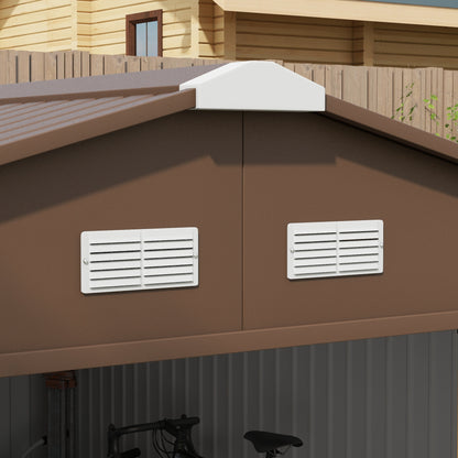 13 x 11ft Metal Garden Shed, Waterproof Outdoor Bike Storage Shed Galvanised with Vents, Foundation Kit