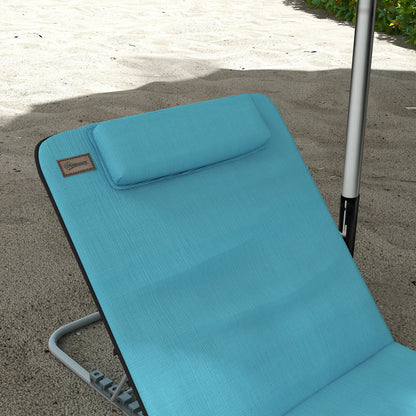 Set of Two Metal Frame Beach Chairs, with Reclining Backs - Blue