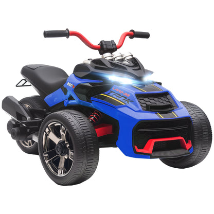 12V Kids Electric Ride On Car with 3 Wheeler, MP3 Player, Horn, 2 Speeds, LED Lights for Boys & Girls Ages 3-8, Blue