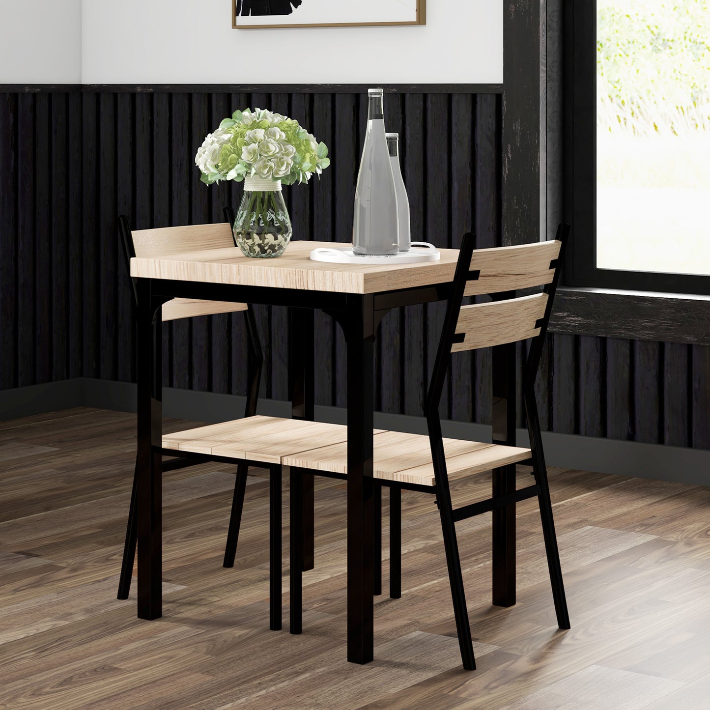 Compact 3-Piece Dining Set – Light Wood