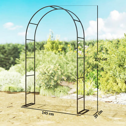 Garden Arch, 2.4 m High x 1.5 m Wide Metal Garden Trellis for Climbing Plants, Outdoor Wedding Arch for Bridal, Black