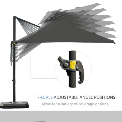 Cantilever Parasol 360 Degree Rotation Angle Adjustment Outdoor Market Garden Umbrella - Dark Grey