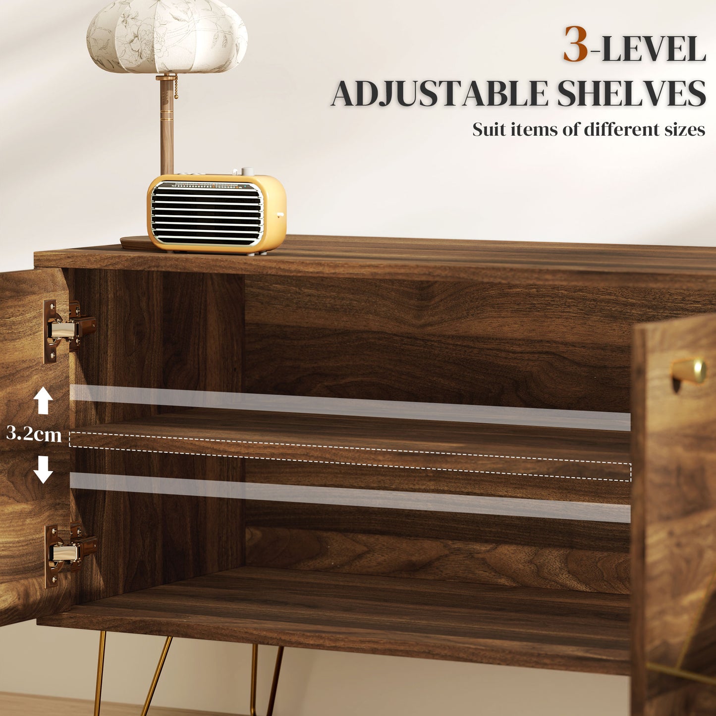 TV Stand Cabinet for up to 60 Inch TV, Modern 130cm TV Unit with Adjustable Shelves and Hairpin Legs