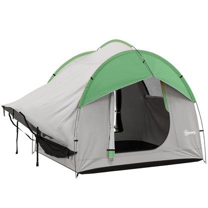 SUV Car Tent for Camping, Waterproof PU2000mm, 5 Man Tailgate Tent, 2.4 x 2.1 m, Grey and Green
