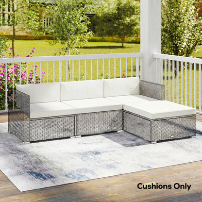 7-Piece Patio Furniture Cushions, Outdoor Loveseat Cushion with Removable Covers for Rattan Furniture, 60x60 cm, Cream