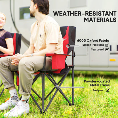 Set of 2 Folding Camping Chairs, Padded Camping Chairs with Adjustable Armrests