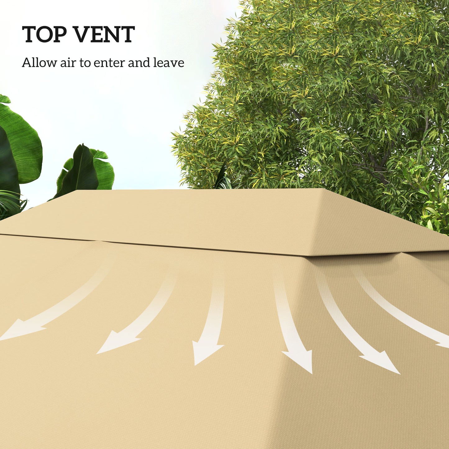 3 x 4m Gazebo Canopy Replacement Cover, Gazebo Roof Replacement (TOP COVER ONLY), Khaki