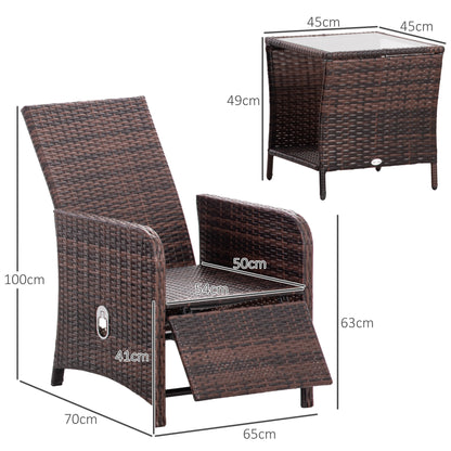 3 Pieces Rattan Bistro Set Balcony Furniture with Cushions, Storage Function - Cream White