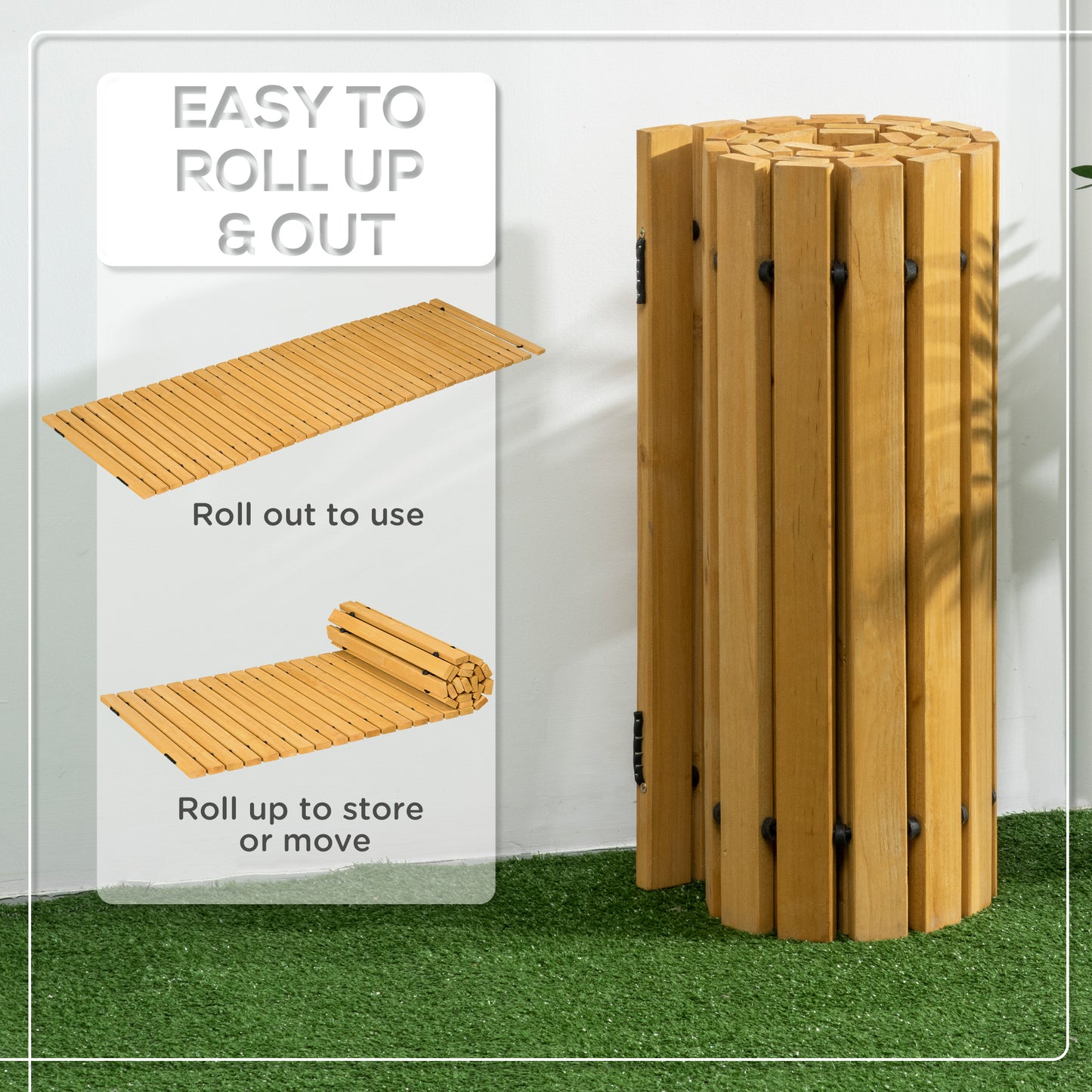Rollable Wooden Garden Pathway Weather-Resistant Walk Way for Wedding Party Pathways 185 x 60 cm