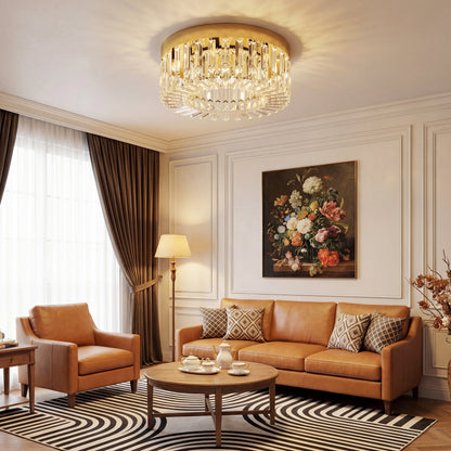 Crystal Chandeliers with 160 Crystal Pendants, 6-Light Ceiling Light for Living Room, Bedroom Dining Room, Gold Tone
