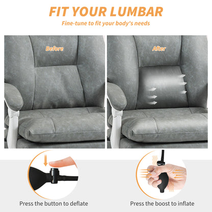Faux Leather Office Chair, with Inflatable Lumbar - Grey