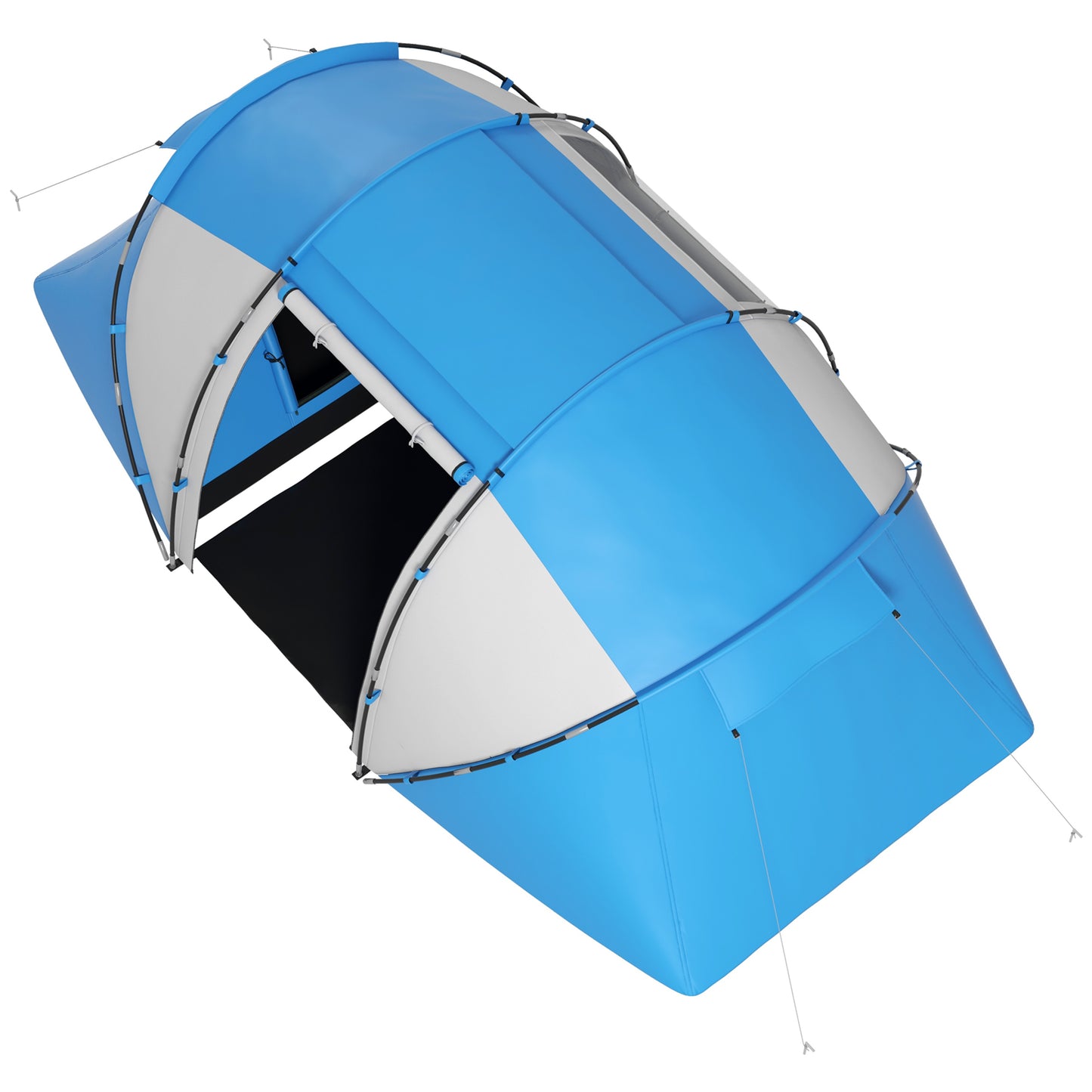 4 Man Camping Tent, UV Protection Tunnel Tent with 2 Bedrooms and Living Area, Large Hiking Sun Shelter, 430 x 240 x 170 cm
