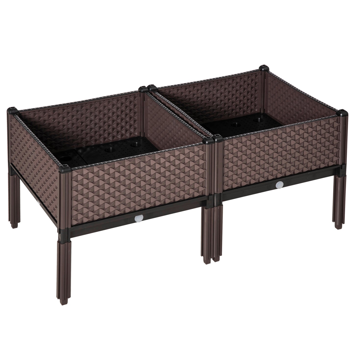 Set of 2 Indoor/Outdoor Planter Boxes | Garden Raised Elevated Beds