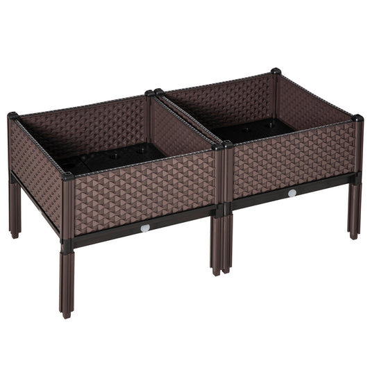 Set of 2 Indoor/Outdoor Planter Boxes | Garden Raised Elevated Beds