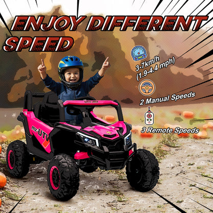 12V Kids Ride On Car with Remote Control, Kids Electric Car with Suspension System, Music, for Kids 3-5 Years, Pink