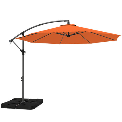 3m Overhanging Parasol, with Base, Weights and Cover - Orange