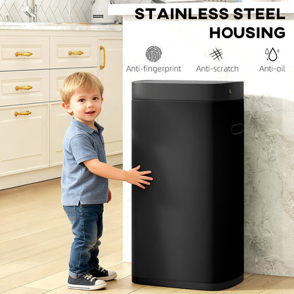 50L Sensor Bin, Automatic Kitchen Bin, Manual Override, Battery Operated, Inner-Bucket-Free, for Kitchen, Bedroom, Black