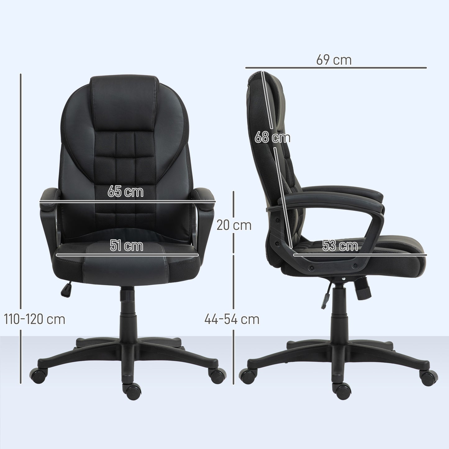 Faux Leather Office Chair with Tilt and PU Castors - Black