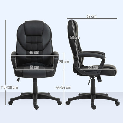 Faux Leather Office Chair with Tilt and PU Castors - Black