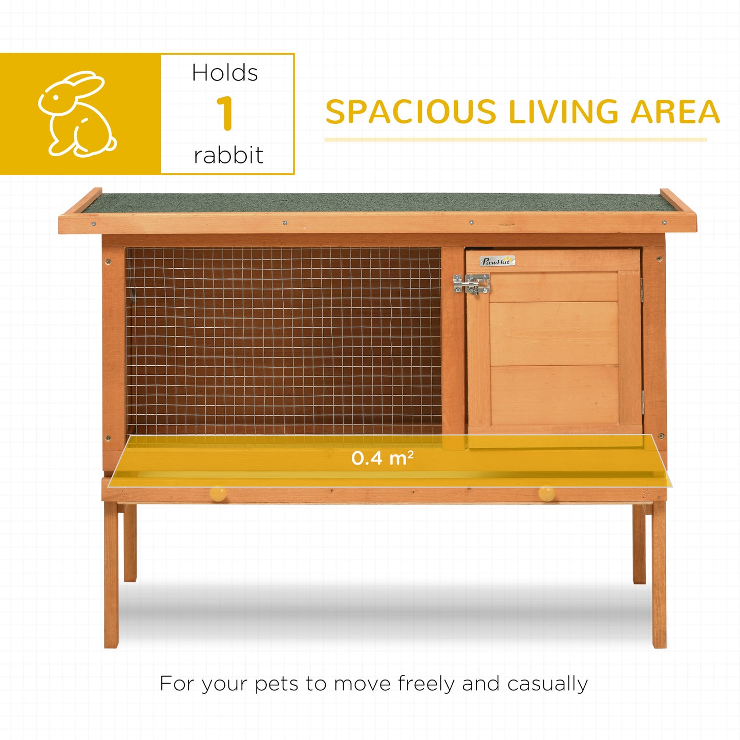 Rabbit Hutch Outdoor Guinea Pig Hutch Bunny Cage Shelter Outdoor, 90 x 45 x 65cm