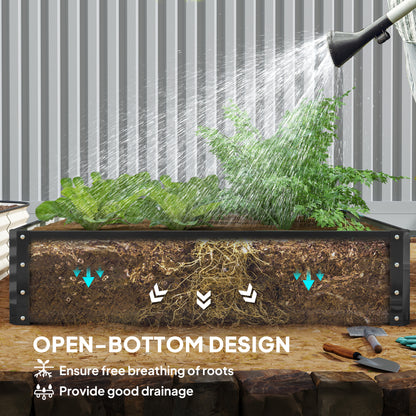 432L Square Raised Garden Bed Box with Weatherized Steel Frame for Vegetables, Flowers and Herbs, 120 x 120 x 30cm, Grey