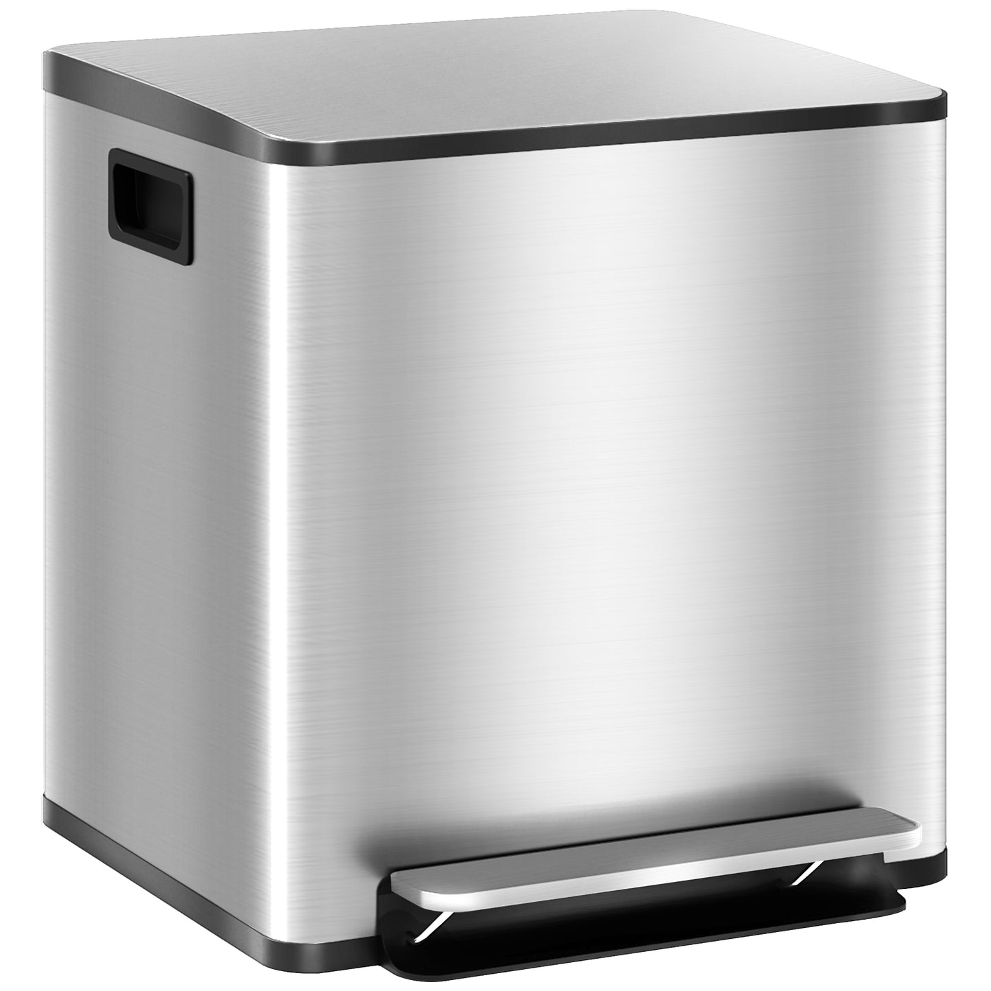 30L Dual Compartment Stainless Steel Bin, with Deodoriser Holders - Silver Tone