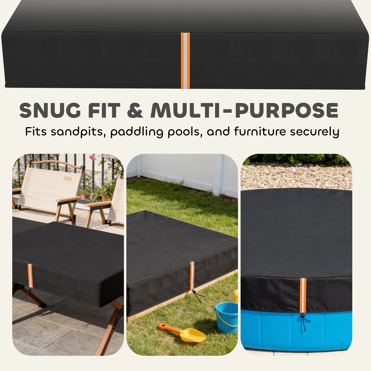 Sandbox Cover, Square Sandpit Cover Waterproof Dustproof UV Protection, Sandbox Canopy with Drawstring and Elastic Band