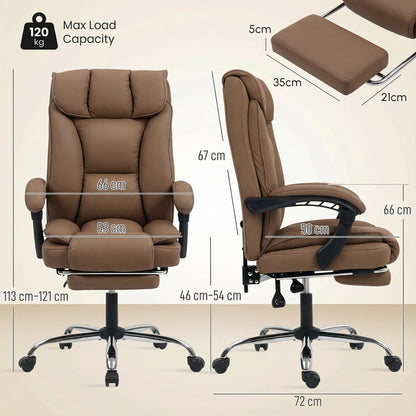 155° Reclining Faux Leather Swivel Office Chair - Brown