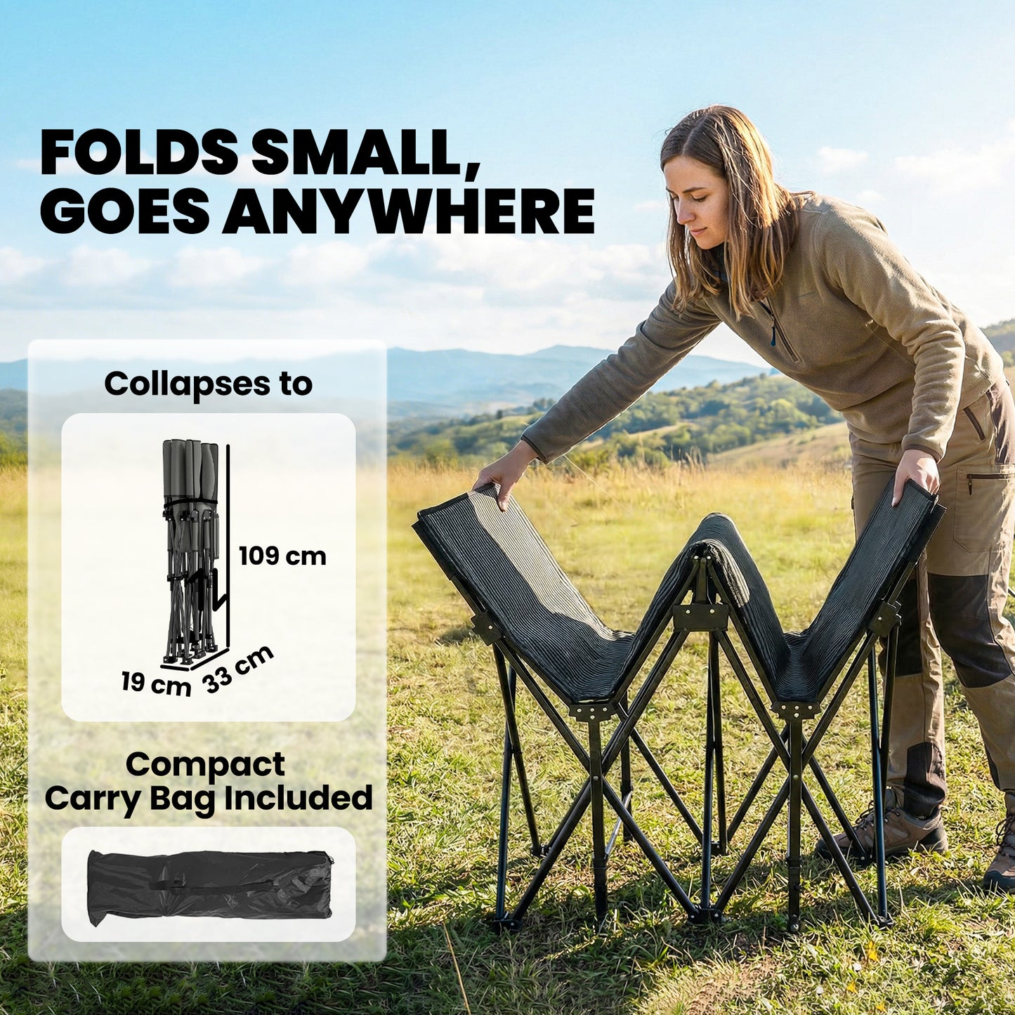 Camping Cot with Soft Pad, 80cm Extra Wide Folding Cots with Side Pocket and Carry Bag, Grey