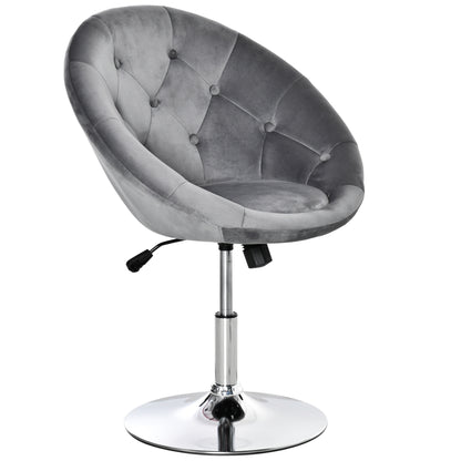 Swivel Dressing Stool, Velvet-feel Upholstered Vanity Chair