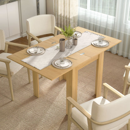 Folding Dining Table for 4-6, Rectangular Extendable Drop Leaf Table for Small Spaces, 140 x 80 x 77.5 cm, Natural