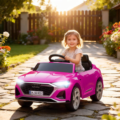 Audi Q8 etron Sportback Licensed Ride on Car with Remote Control, Four-Wheel Suspension, Soft Start for Ages 3-4, Pink