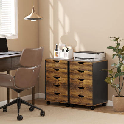 Five-Drawer Filing Cabinet - Rustic Brown