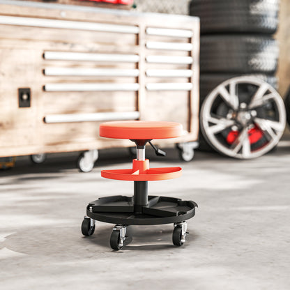 Rolling Mechanic Stool, 135kg Capacity Workshop Stool, 360° Swivel Roller Padded Creeper Seat with Wheels