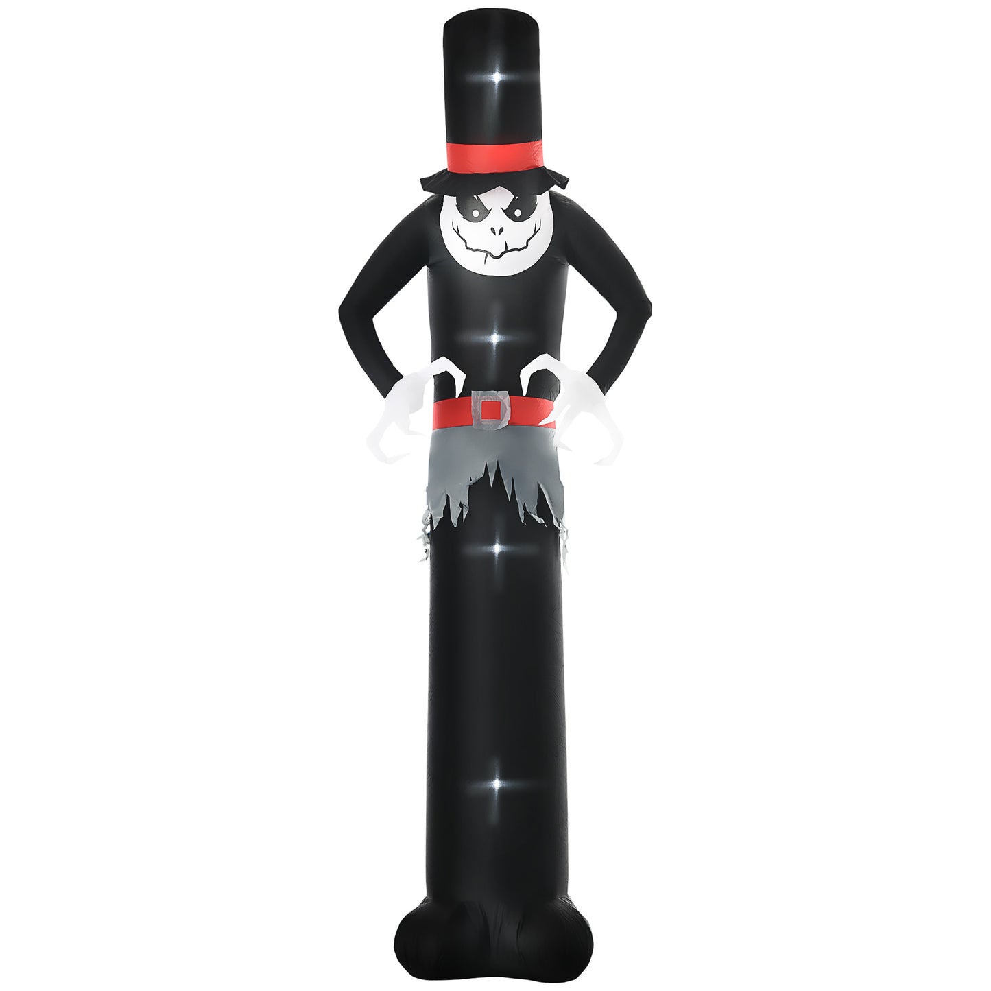 Giant 10ft Halloween Inflatables Tall Ghost with Hat, Build-in LEDs Blow Up Scary Outdoor Decorations