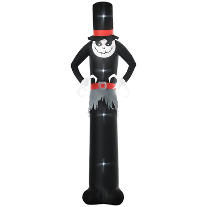 Giant 10ft Halloween Inflatables Tall Ghost with Hat, Build-in LEDs Blow Up Scary Outdoor Decorations