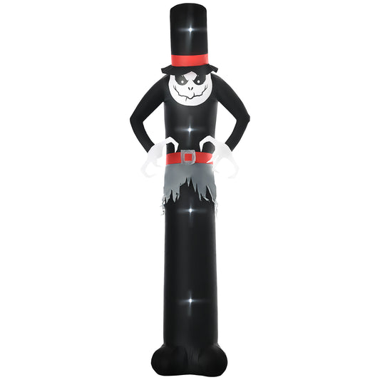 Giant 10ft Halloween Inflatables Tall Ghost with Hat, Build-in LEDs Blow Up Scary Outdoor Decorations
