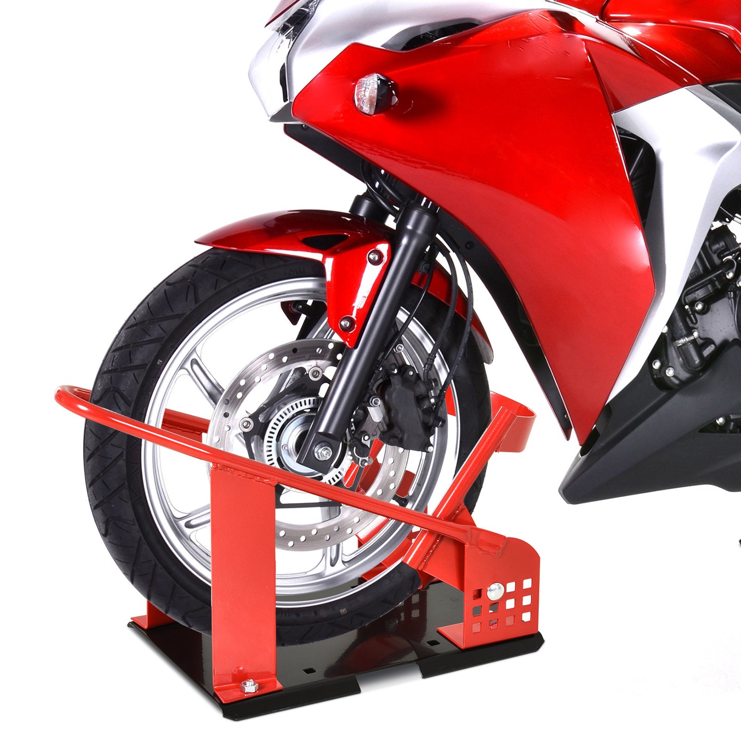 Motorcycle Wheel Chock 8-15.5 cm Metal Motorbike Holder Pre-Drilled Holes For Truck And Trailer